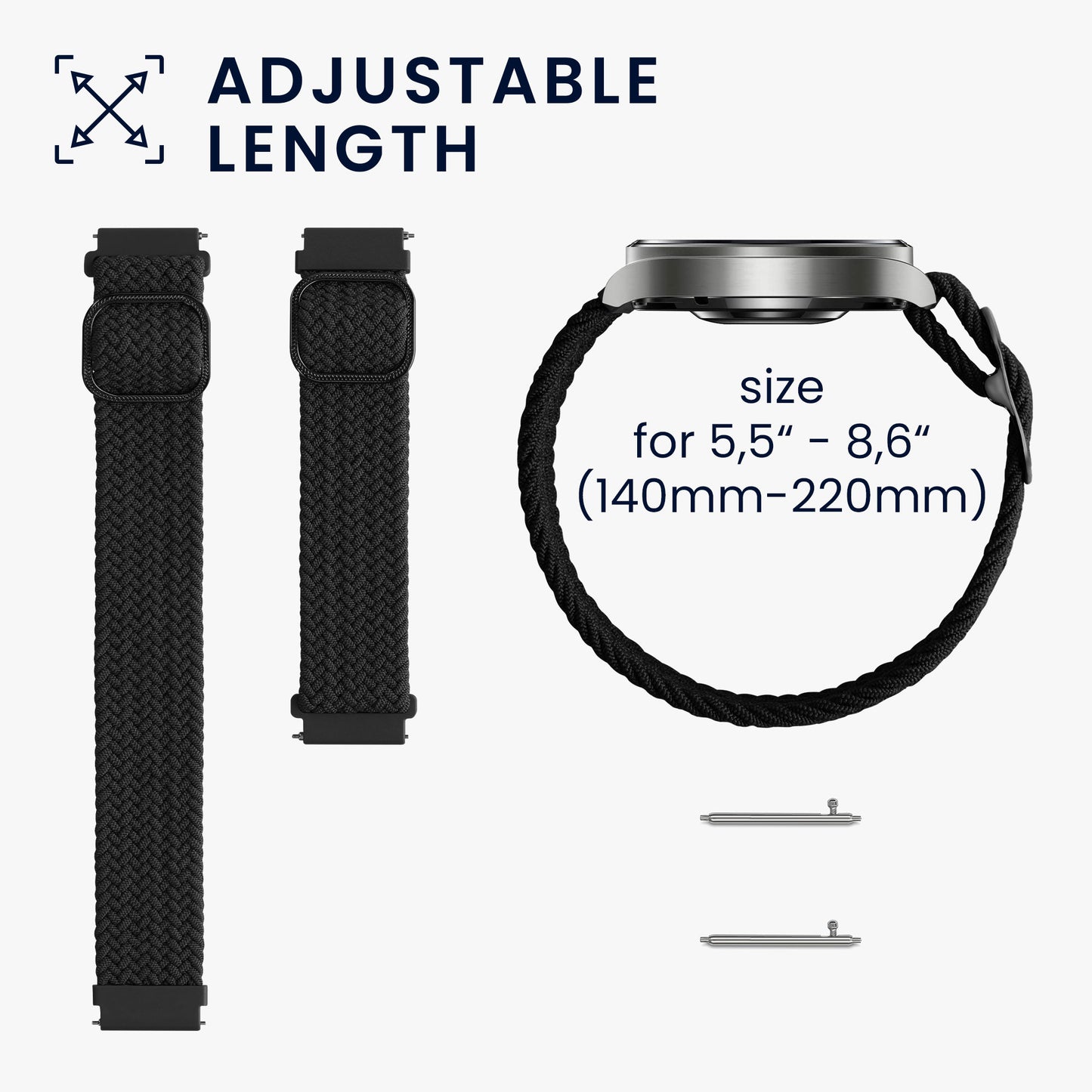 kwmobile Strap compatible with Garmin 20mm Amazfit Active 2 Square / Amazfit Active 2 Fitness Tracker Sports Strap Band