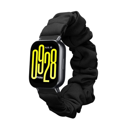 kwmobile Ersatz Armband kompatibel mit Xiaomi Redmi Watch 5 Active / Watch 5 Lite - Smartwatch Scrunchie Haargummi Design Schwarz - Innenmaße 14 - 19 cm Schwarz  