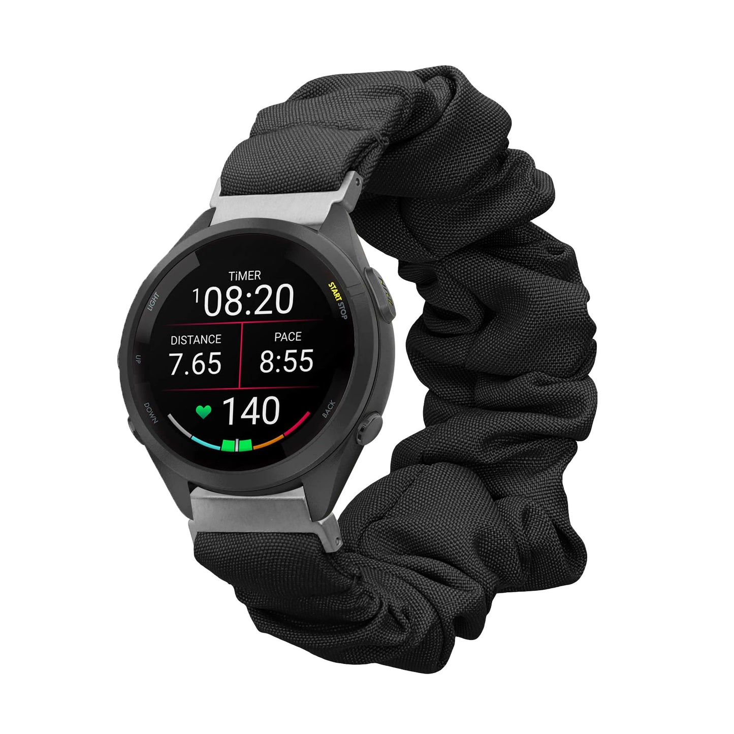 kwmobile Ersatz Armband kompatibel mit Garmin Venu 3S / Venu 2S / vivoactive 4S / Forerunner 265S 255S - Smartwatch Scrunchie Haargummi Design Schwarz - Innenmaße 14 - 19 cm Schwarz  