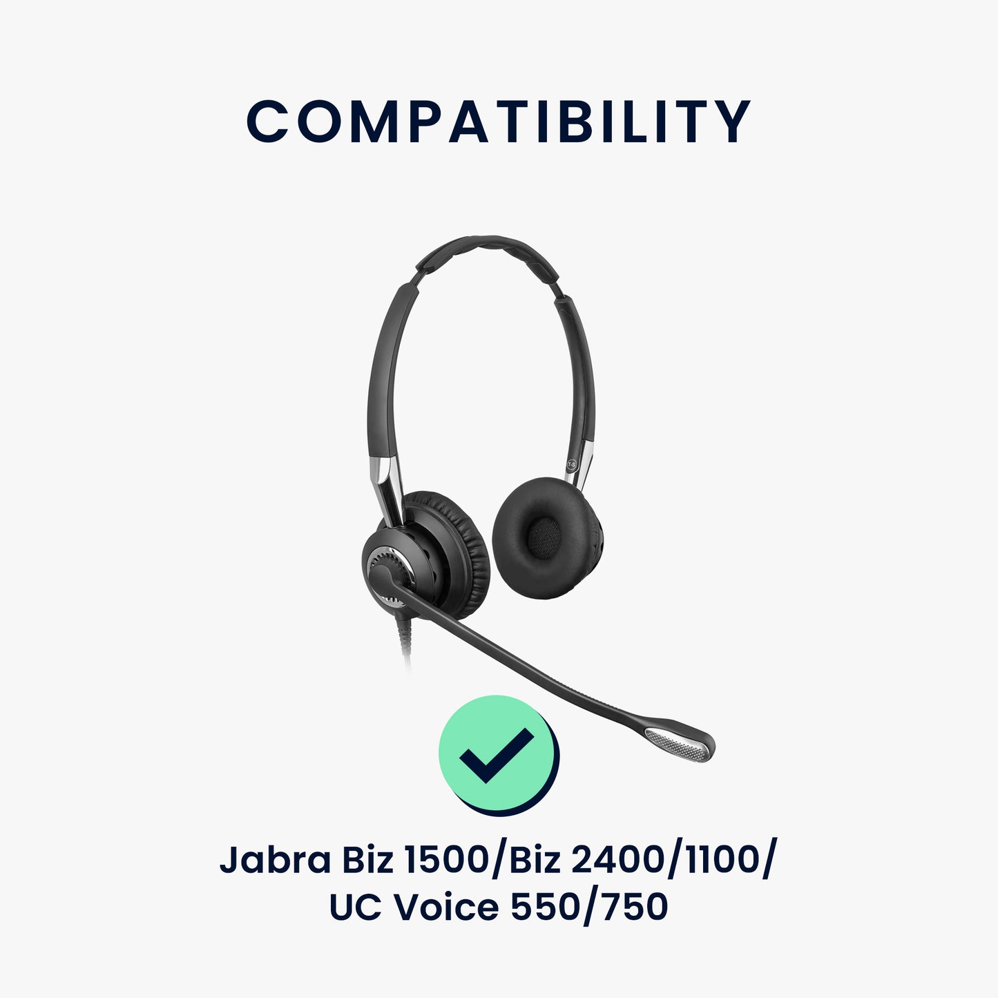 kwmobile Ear Pads for Jabra Biz 1500 / Biz 2400 / 1100 / UC Voice 550 / 750 Ear Cushion Replacement Parts Headphone Replacement Pads for Over Ear Headphones