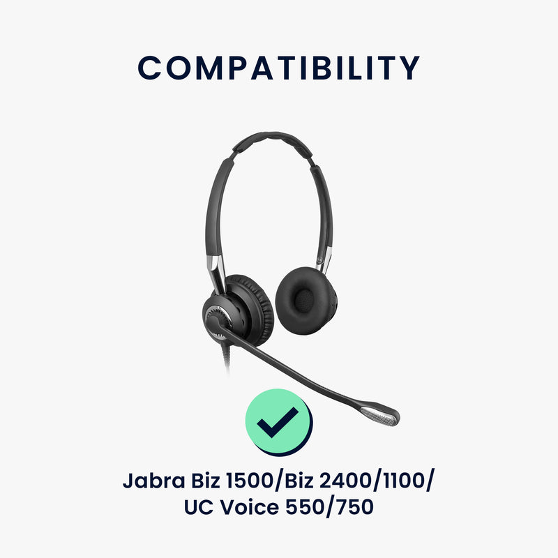 kwmobile Ear Pads for Jabra Biz 1500 / Biz 2400 / 1100 / UC Voice 550 / 750 Ear Cushion Replacement Parts Headphone Replacement Pads for Over Ear Headphones