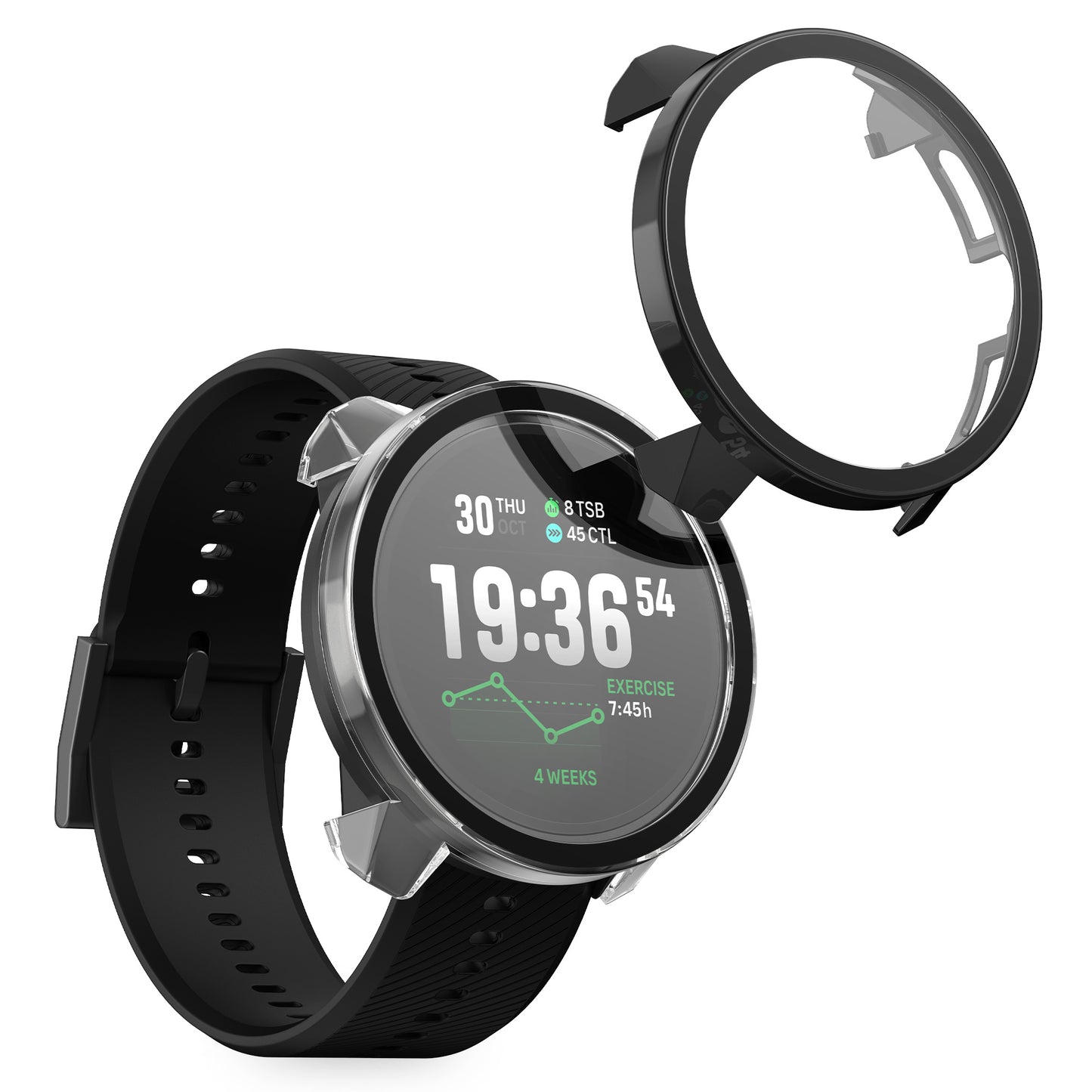 kwmobile Glass Case for Suunto RACE 2 Protective Cover Full-Body Fitness Tracker Case Set