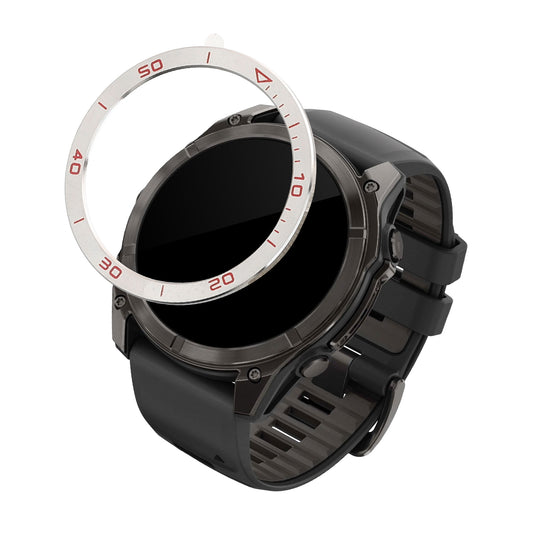 kwmobile Schutzring kompatibel mit Garmin Fenix 8 51mm AMOLED Fitnesstracker - Bezel Ring Lünette in Silber Rot Silber  [dsg02]