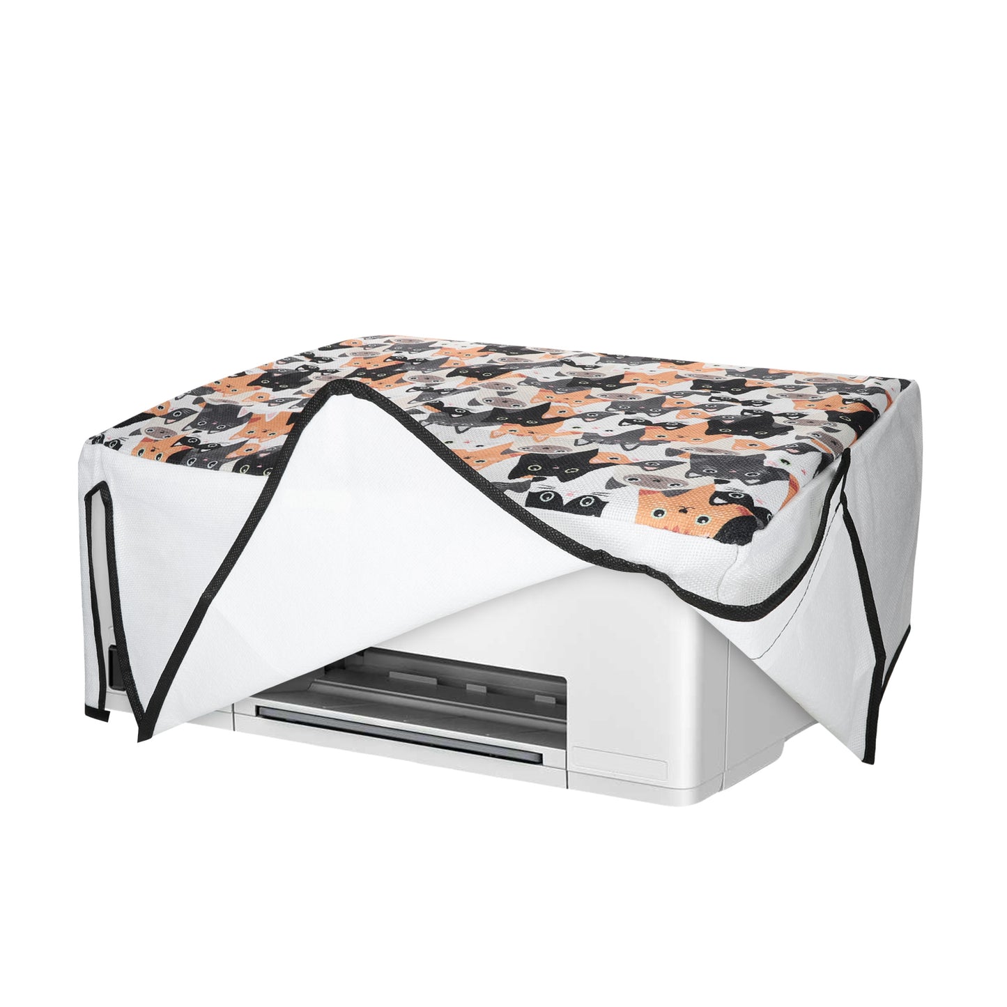 kwmobile Leinen Cover kompatibel mit HP Smarttank 5105 / Smarttank 5101 Hülle - Tasche für Drucker - Staubschutzhülle Schutzhaube Schutzhülle - Orange Schwarz Weiß Orange  [dsg01]