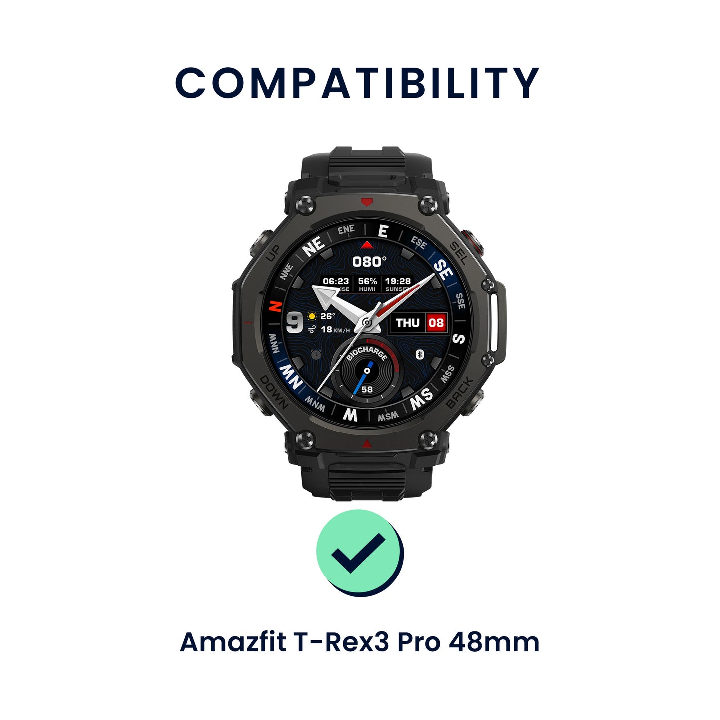 kwmobile Watch Strap for Amazfit T-Rex3 Pro 48mm Strap Fitness Tracker Band Set Replacement Strap Smartwatch