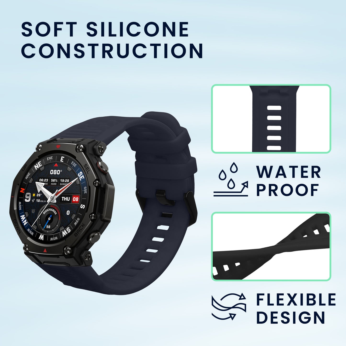 kwmobile Watch Strap for Amazfit T-Rex3 Pro 48mm Strap Fitness Tracker Band Set Replacement Strap Smartwatch