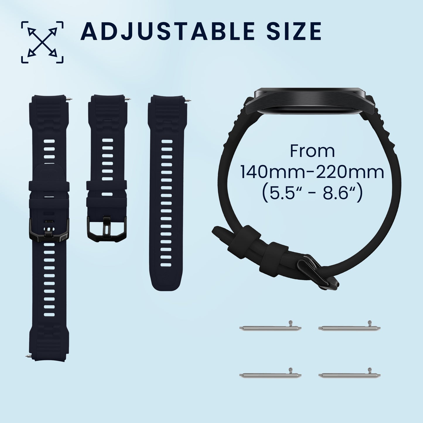 kwmobile Watch Strap for Amazfit T-Rex3 Pro 48mm Strap Fitness Tracker Band Set Replacement Strap Smartwatch