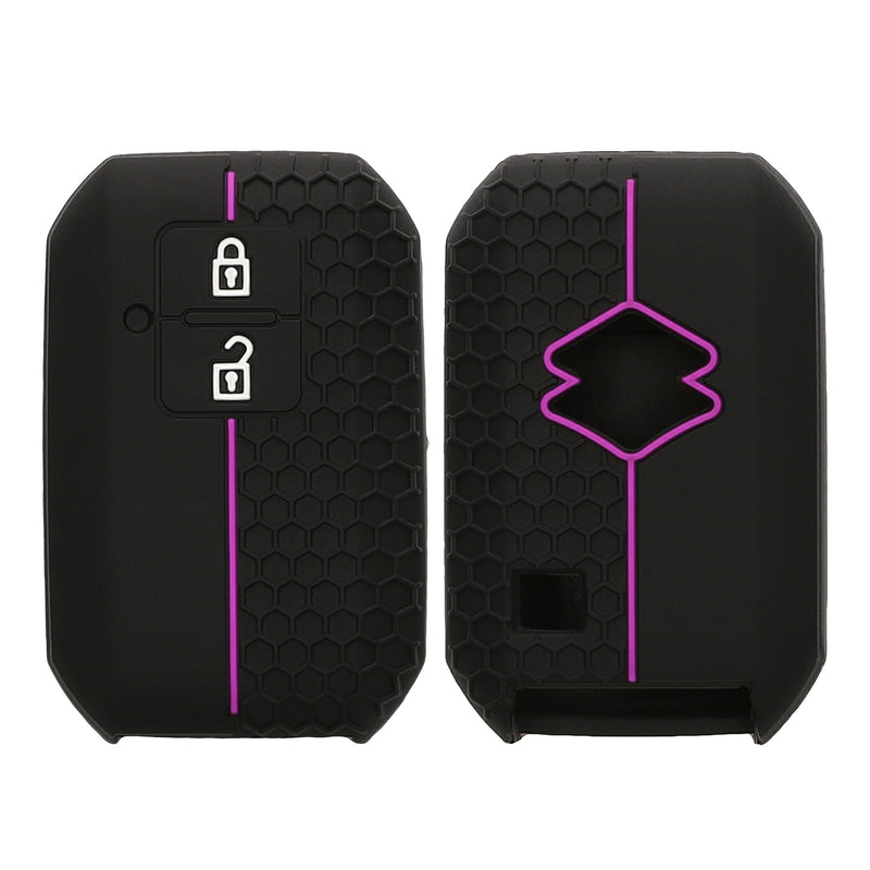 kwmobile Autoschlüssel Schutzhülle kompatibel mit Suzuki 2-Tasten Autoschlüssel Keyless Go Hülle - Schlüsselhülle aus Silikon - in Schwarz Violett Schwarz  [dsg03]