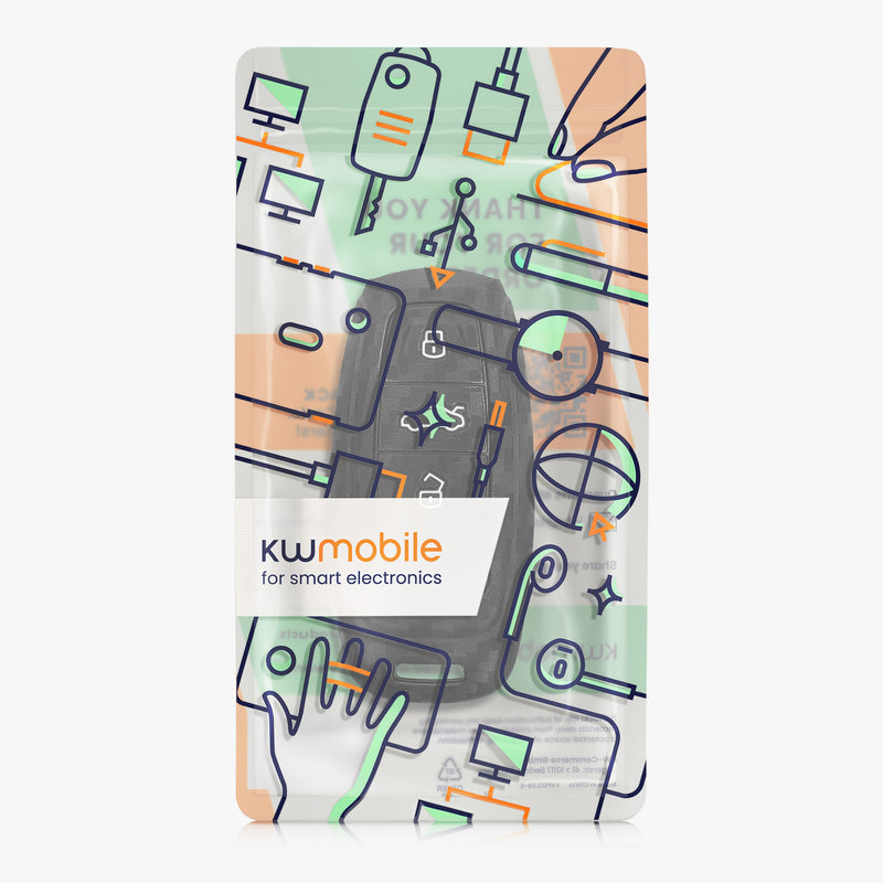 kwmobile Car Key Cover Compatible with Audi A6 A7 A8 Q7 Q8 3-Button Car Key Keyless Cover