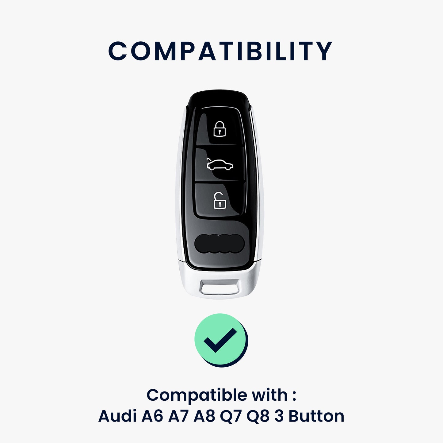 kwmobile Car Key Cover Compatible with Audi A6 A7 A8 Q7 Q8 3-Button Car Key Keyless Cover