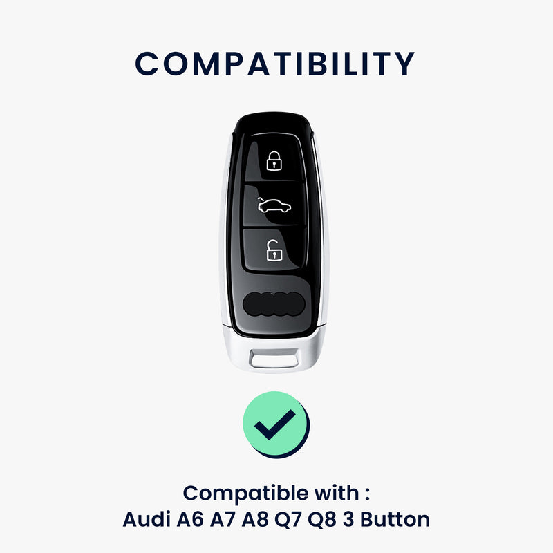 kwmobile Car Key Cover Compatible with Audi A6 A7 A8 Q7 Q8 3-Button Car Key Keyless Cover