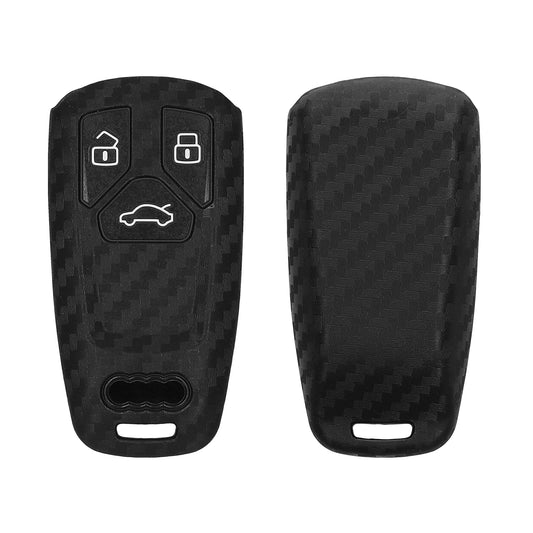 kwmobile Autoschlüssel Hülle kompatibel mit Audi 3-Tasten Smartkey Autoschlüssel (nur Keyless Go) Hülle - Schlüsselhülle Carbon Schwarz Schwarz  [dsg01]