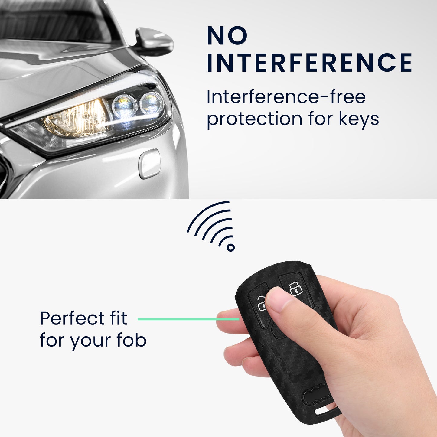kwmobile Car Key Cover Compatible with Audi 3 Button Smart Key (Keyless Go Only) Cover