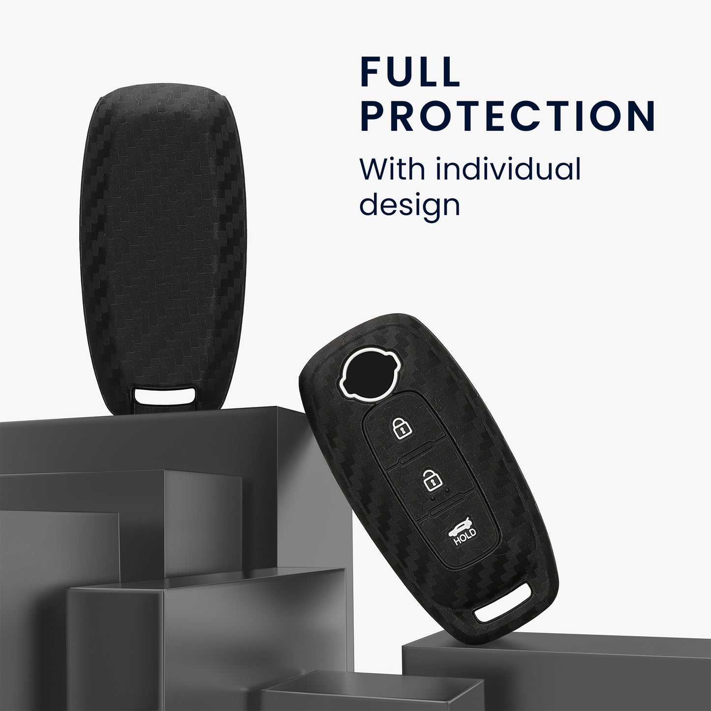 kwmobile Car Key Cover Compatible with Nissan 3-Button Ariya B6 B9 X-Trail T33 Qashqai Case - Key Fob Cover Carbon