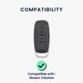 kwmobile Car Key Cover Compatible with Nissan 3-Button Ariya B6 B9 X-Trail T33 Qashqai Case - Key Fob Cover Carbon