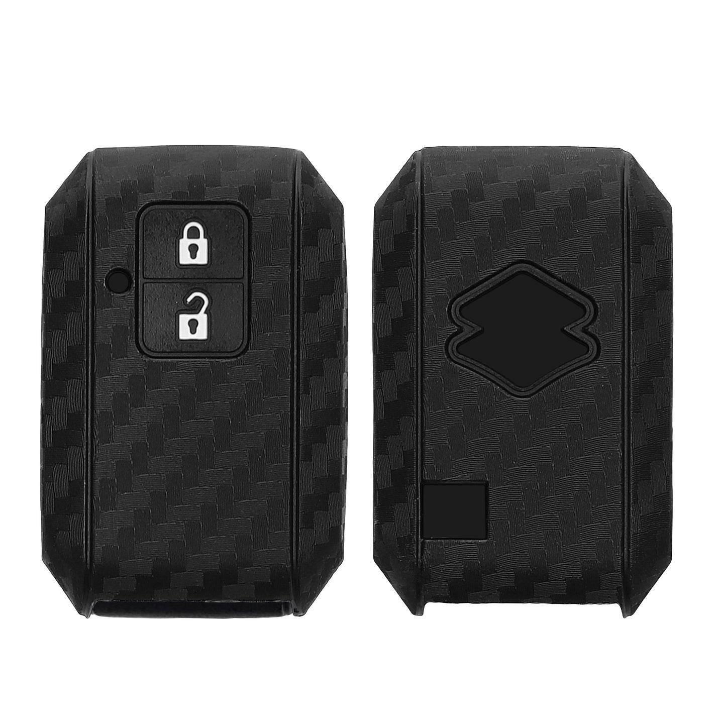 kwmobile Autoschlüssel Hülle kompatibel mit Suzuki 2-Tasten Autoschlüssel Keyless Go Hülle - Schlüsselhülle Carbon Schwarz Schwarz  [dsg01]