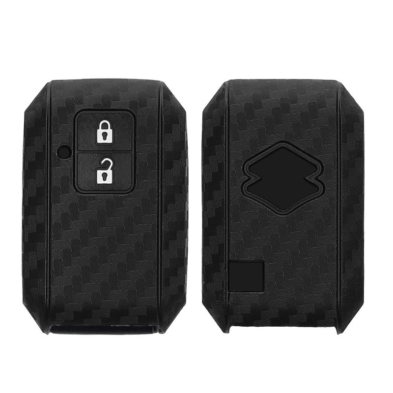 kwmobile Autoschlüssel Hülle kompatibel mit Suzuki 2-Tasten Autoschlüssel Keyless Go Hülle - Schlüsselhülle Carbon Schwarz Schwarz  [dsg01]