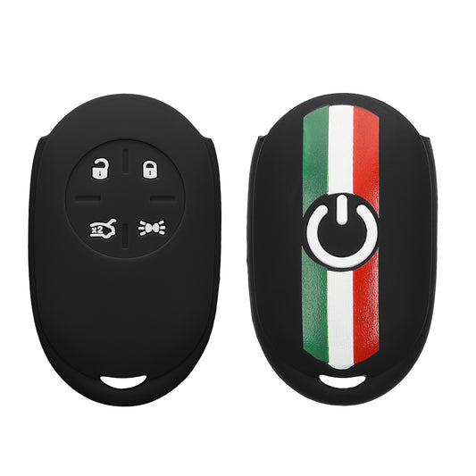 kwmobile Autoschlüssel Hülle kompatibel mit Fiat 500E 4-Tasten Autoschlüssel Hülle - Schlüsselhülle Italien Streifen Grün Rot Schwarz Grün  [dsg01]