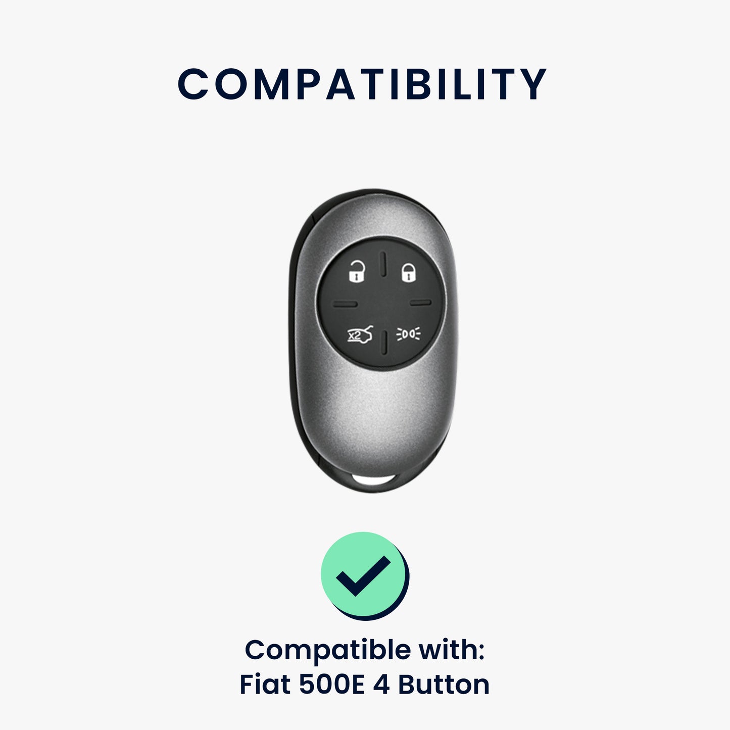 kwmobile Car Key Cover Compatible with Fiat 500E 4-Button Car Key Cover