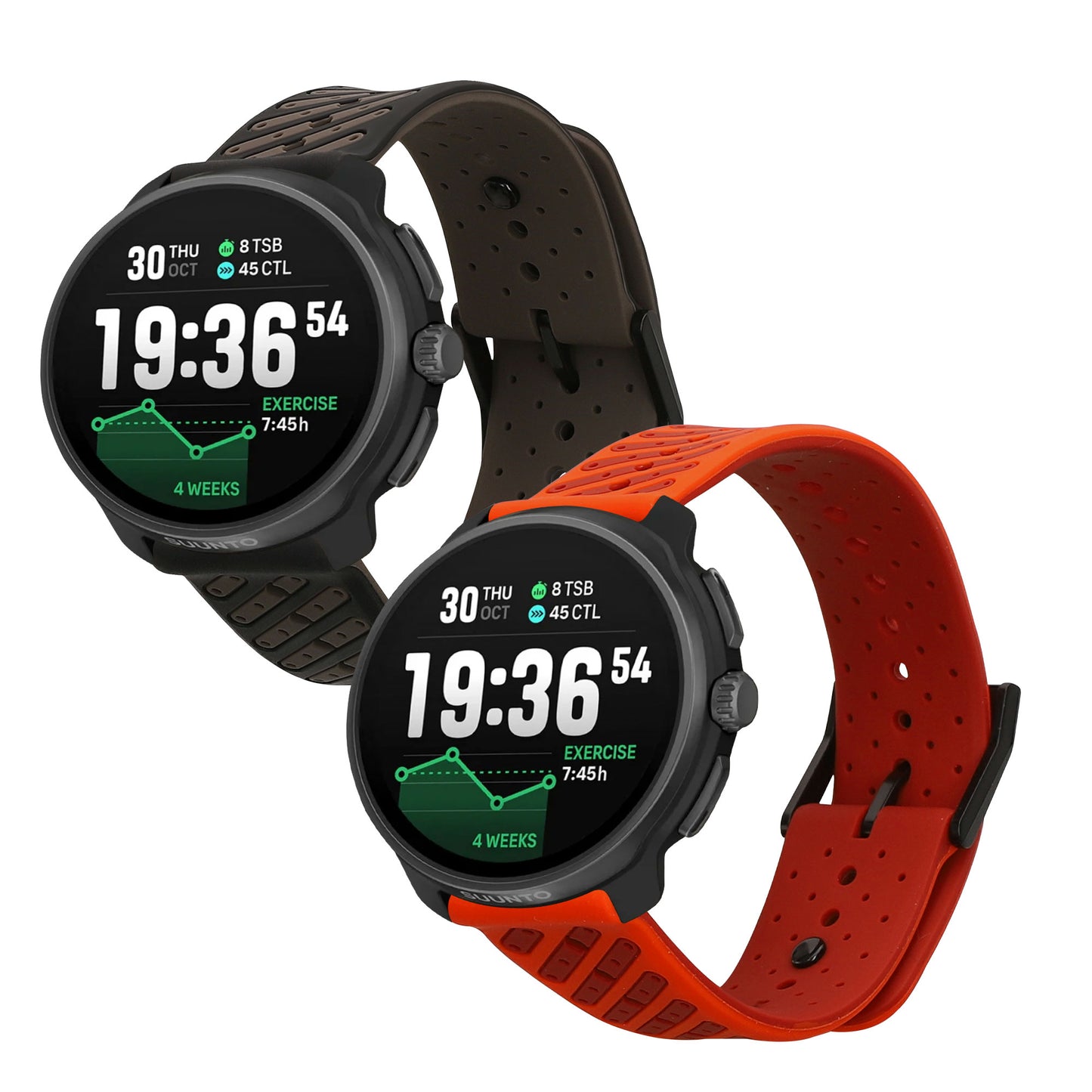 kwmobile 2x Uhrenarmband für Suunto Race 2 / RUN / Race S / Suunto vertical / 9 Peak / 5 Peak Armband - Fitnesstracker Band Set aus TPU Silikon - Ersatzarmband Smartwatch - Schwarz Grau Rot Schwarz  [dsg01]