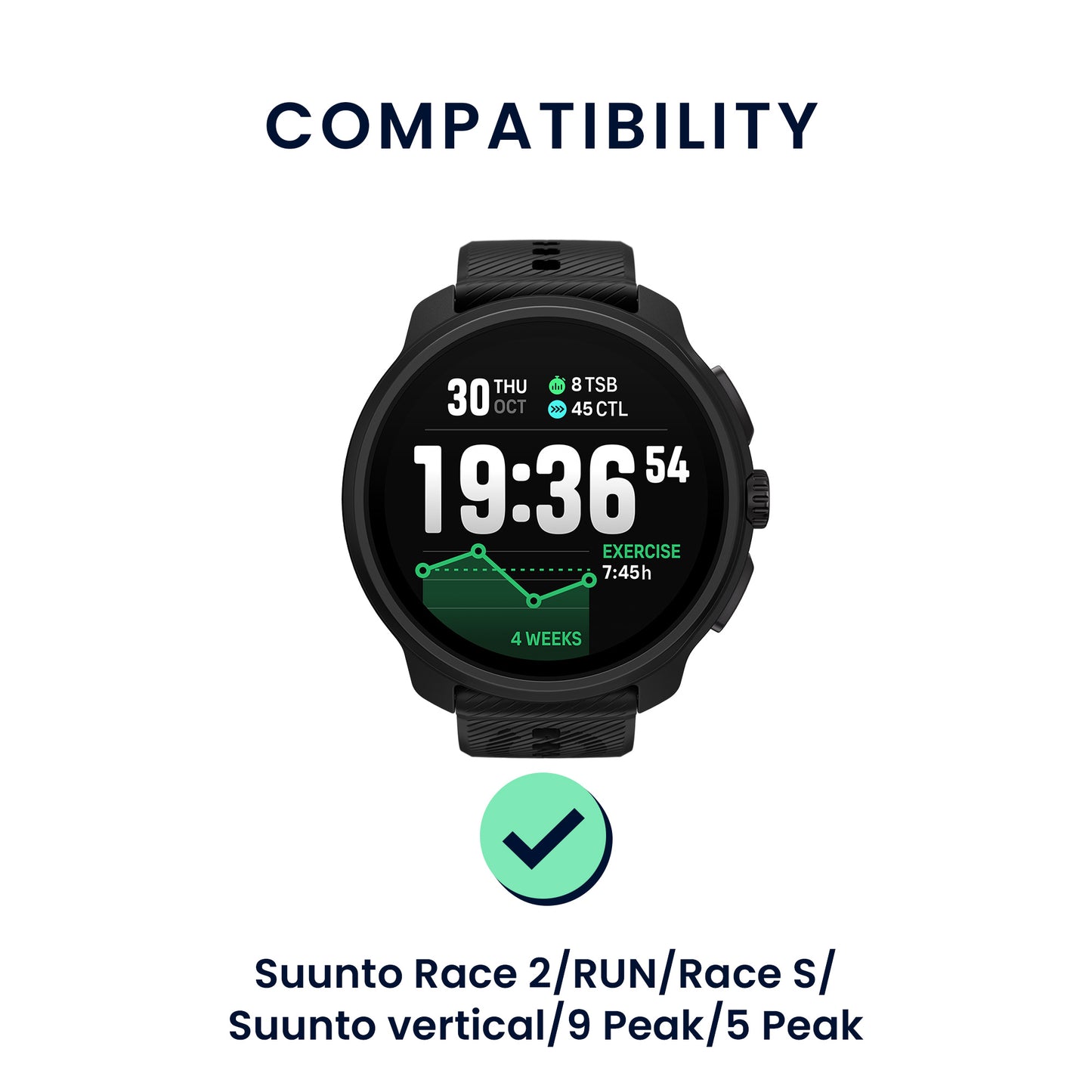 kwmobile Watch Strap for Suunto Race 2 / RUN / Race S / Suunto Vertical / 9 Peak / 5 Peak Wristband Fitness Tracker Band Set Replacement Strap Smartwatch