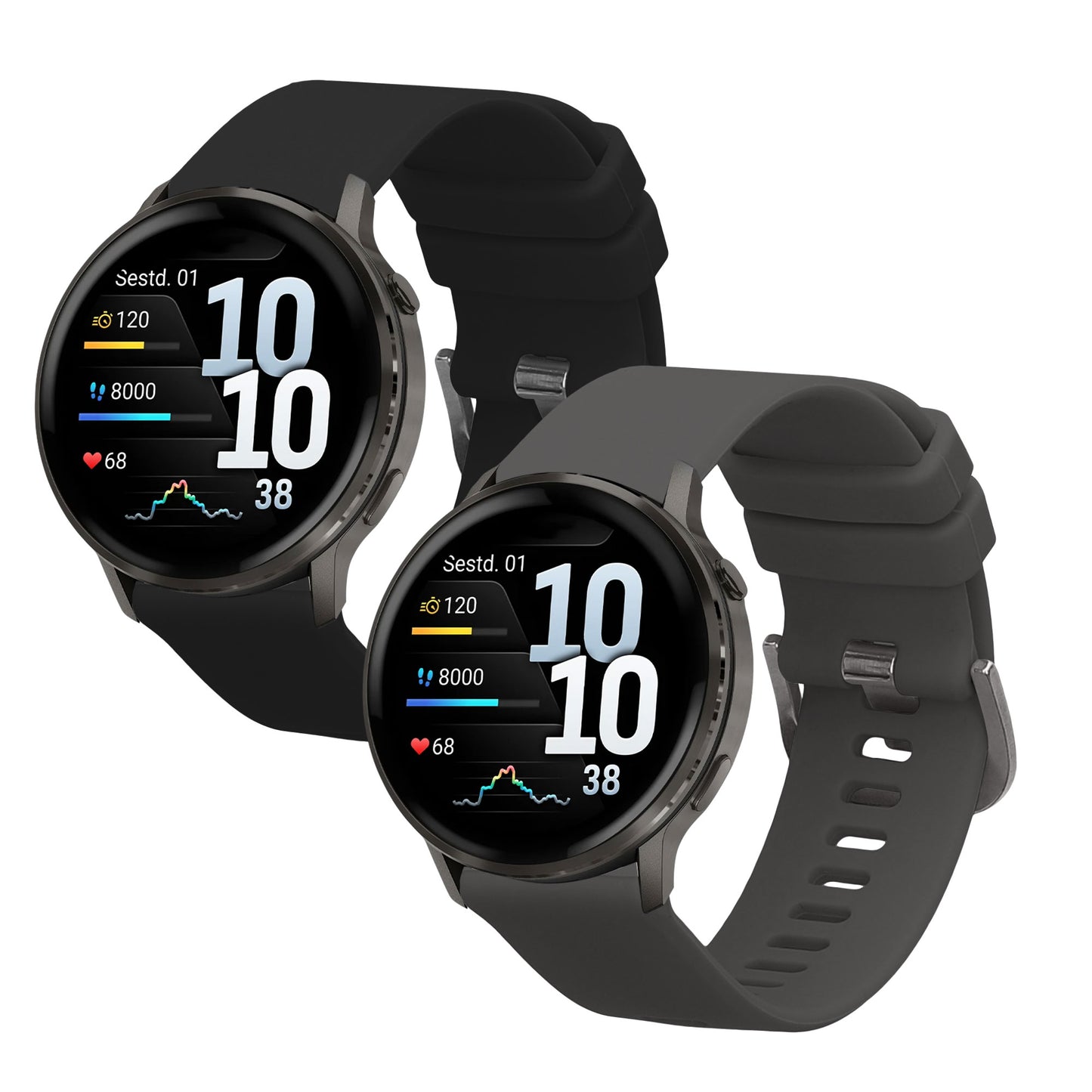 kwmobile 2x Uhrenarmband für Garmin Venu 4 41mm Armband - Fitnesstracker Band Set aus TPU Silikon - Ersatzarmband Smartwatch - Schwarz Grau Schwarz  [dsg01]