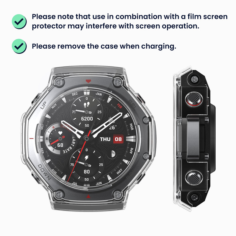 kwmobile Glass Case for Amazfit T-Rex 3 Protective Cover Fullbody Fitness Tracker Case Set