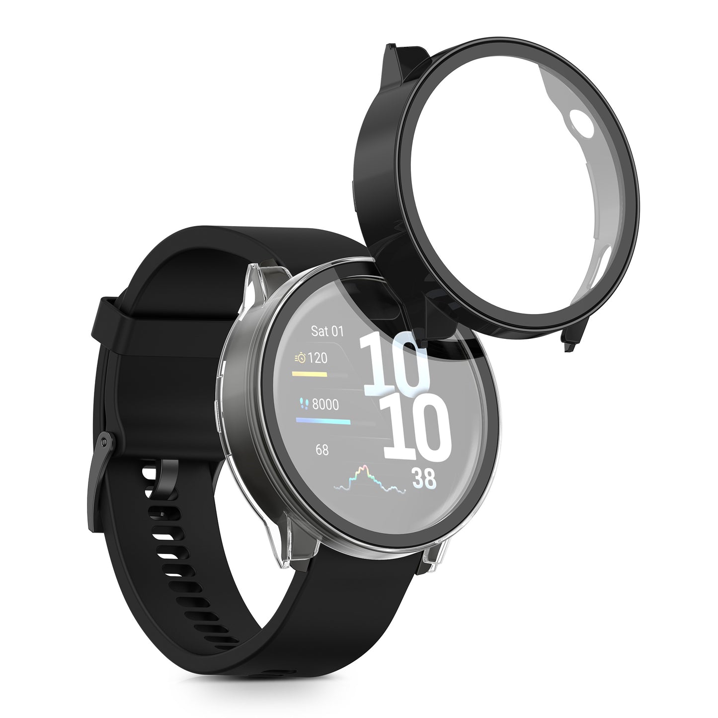 kwmobile Glass Case for Garmin Venu 4 45mm Protective Cover Full-Body Fitness Tracker Case Set