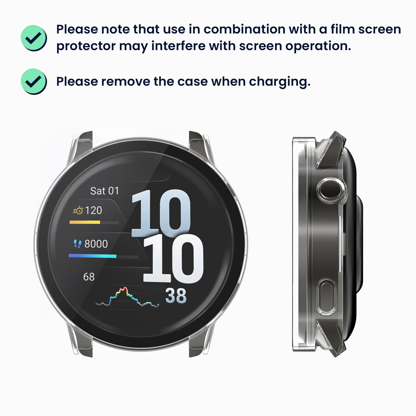 kwmobile Glass Case for Garmin Venu 4 45mm Protective Cover Full-Body Fitness Tracker Case Set