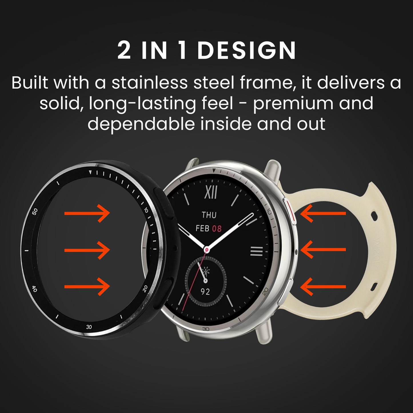 kwmobile Cover Compatible with Amazfit Active 2 (A2437) Case - Fullbody Fitness Tracker Case Set