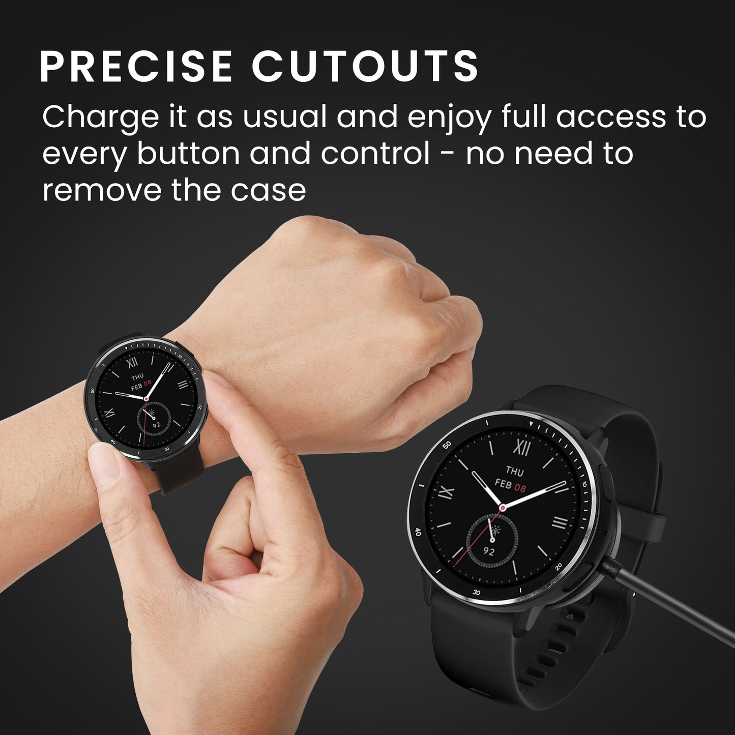 kwmobile Cover Compatible with Amazfit Active 2 (A2437) Case - Fullbody Fitness Tracker Case Set