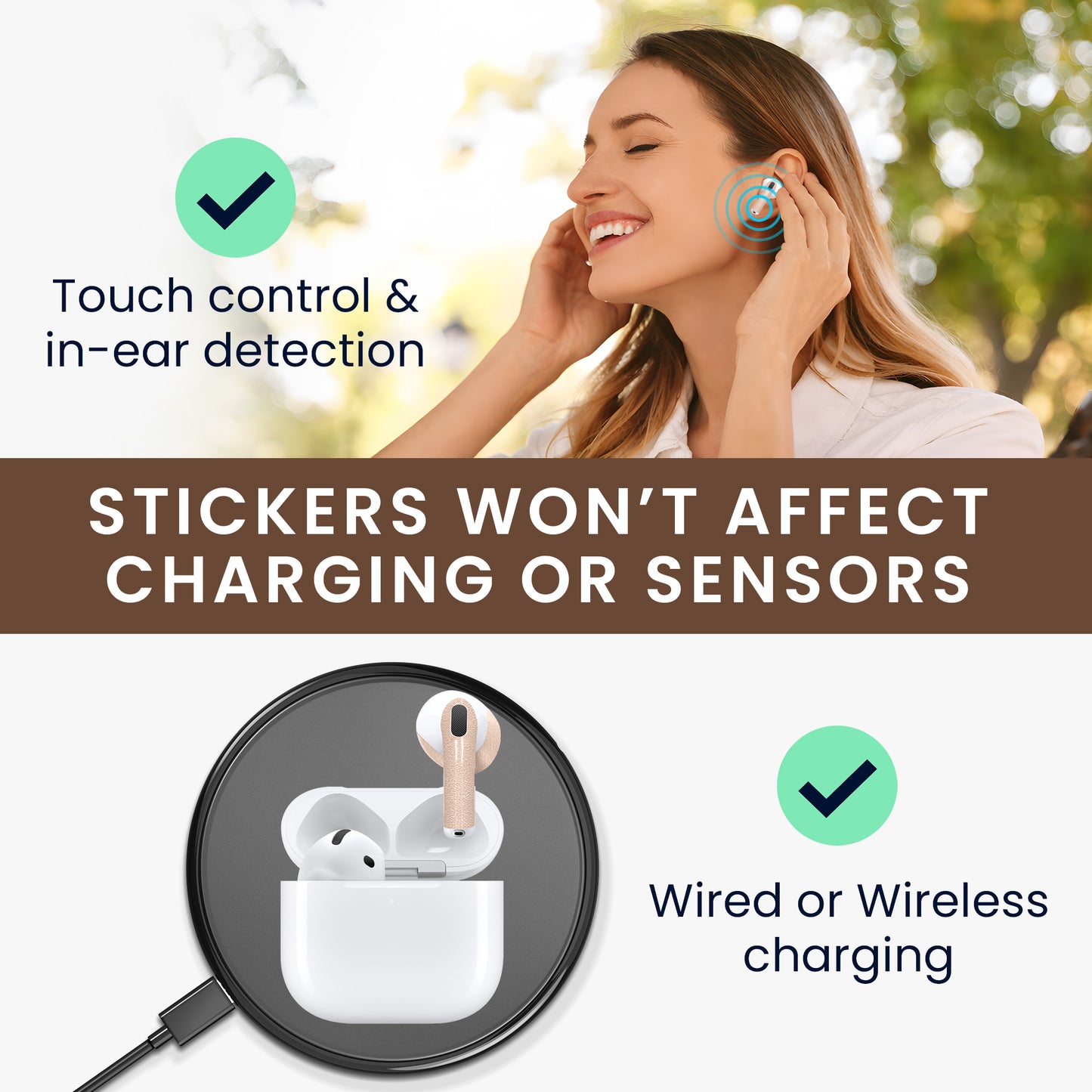 kwmobile Discreet Headphone Stickers Compatible with Apple Airpods 4 Stickers