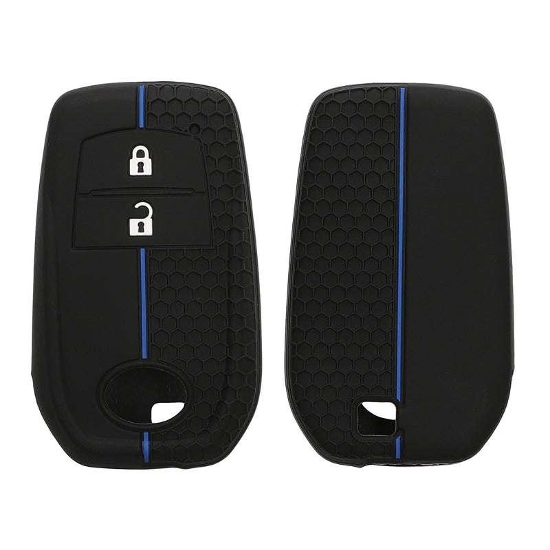 kwmobile Autoschlüssel Schutzhülle kompatibel mit Toyota 2/3 Button Aygo Yaris Cross RAV4 GR 2020-2024 Hülle - Schlüsselhülle aus Silikon - in Schwarz Blau Schwarz  [dsg02]