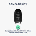 kwmobile Car Key Cover compatible with Fiat 600 600e Hybrid Grande Panda Doblo K9 III Case