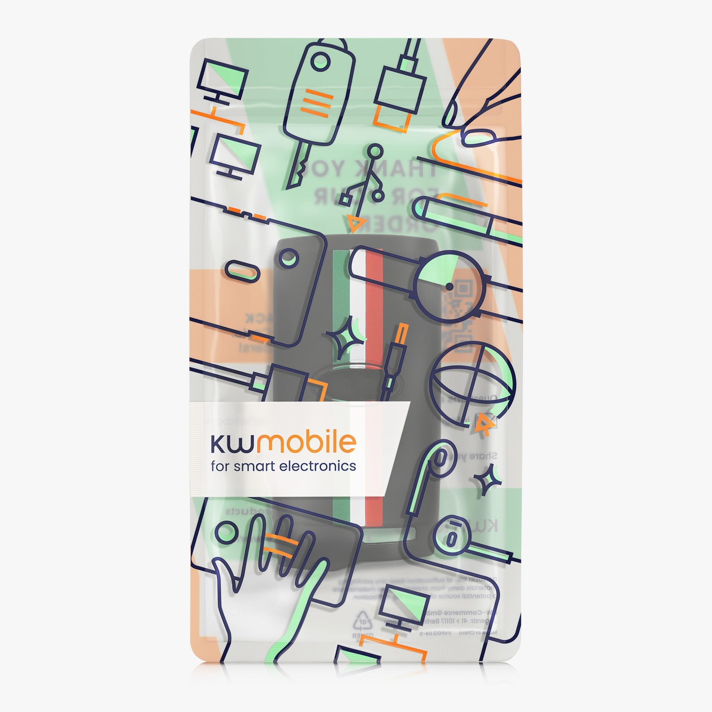 kwmobile Car Key Cover compatible with Fiat 600 600e Hybrid Grande Panda Doblo K9 III Case - Key Fob Cover Italy Stripes