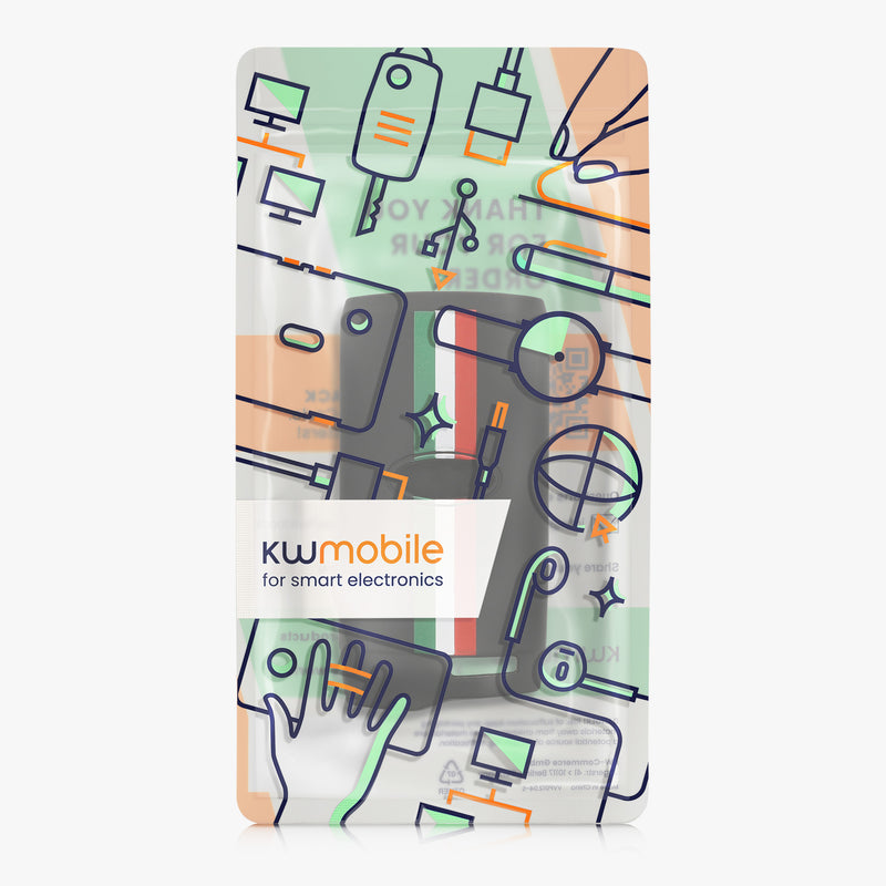 kwmobile Car Key Cover compatible with Fiat 600 600e Hybrid Grande Panda Doblo K9 III Case - Key Fob Cover Italy Stripes