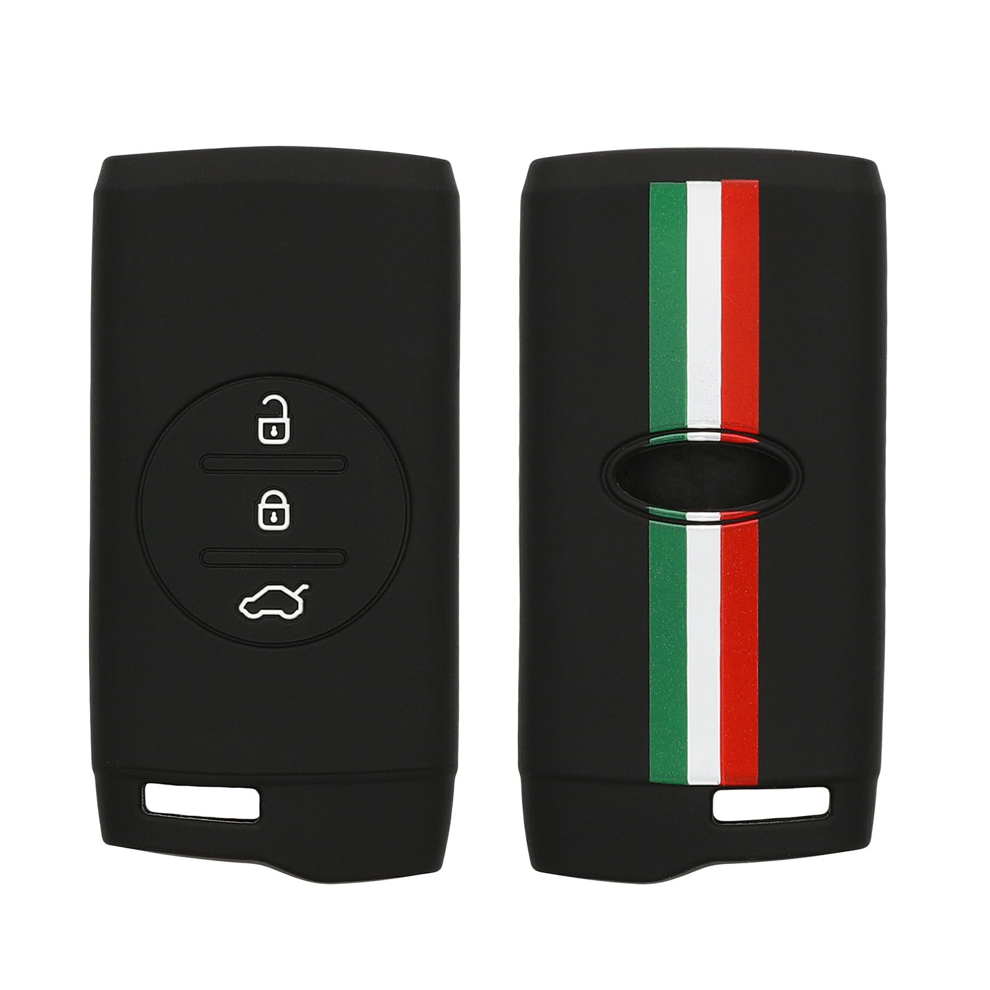 kwmobile Autoschlüssel Hülle kompatibel mit Fiat 600 600e Hybrid Grande Panda Doblo K9 III Hülle - Schlüsselhülle Italien Streifen Grün Rot Schwarz Grün  [dsg01]
