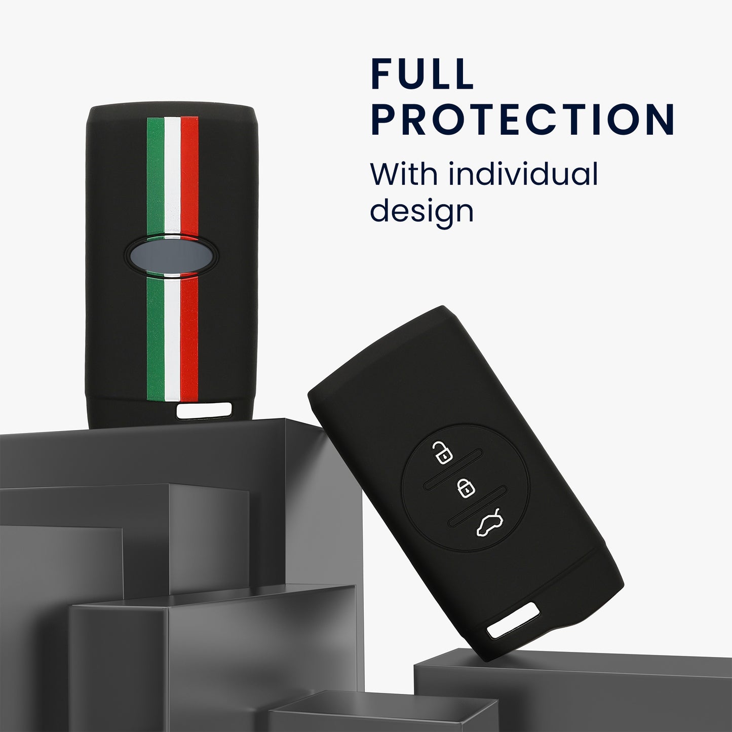 kwmobile Car Key Cover compatible with Fiat 600 600e Hybrid Grande Panda Doblo K9 III Case - Key Fob Cover Italy Stripes