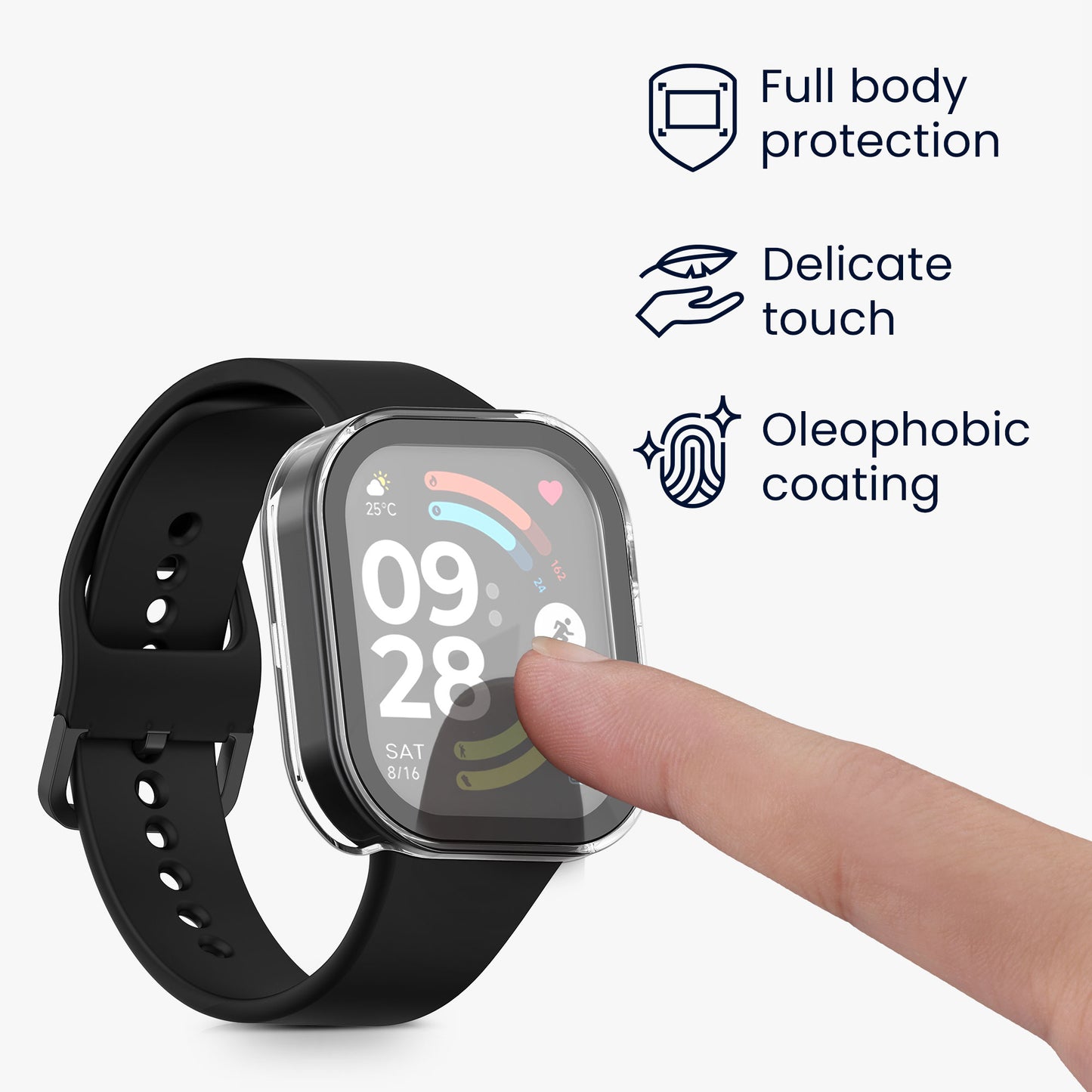 kwmobile Glass Case for Xiaomi Redmi Watch 6 Protective Cover Fullbody Fitness Tracker Case Set