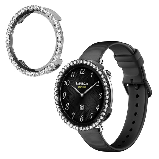 kwmobile 2x Kunststoff Hülle kompatibel mit Xiaomi Watch S4 41mm Schutzhülle Schutzrahmen - Glitzer Schutz Zubehör in Schwarz Silber Schwarz  