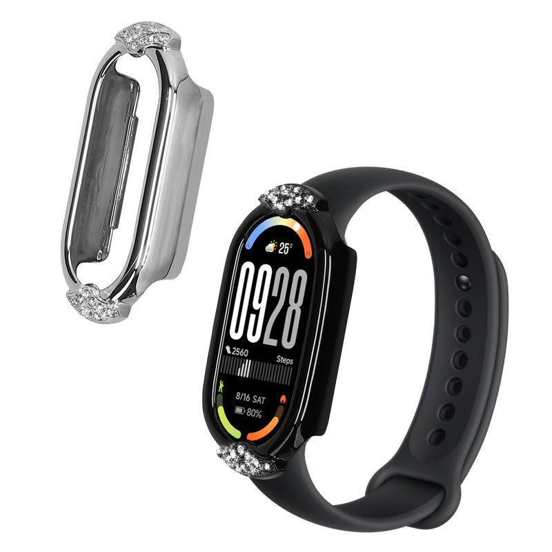 kwmobile Plastic Case compatible with Xiaomi Mi Band 10 / Mi Band 9 / 8 Protective Cover Protection Frame - Glitter Protection Accessory