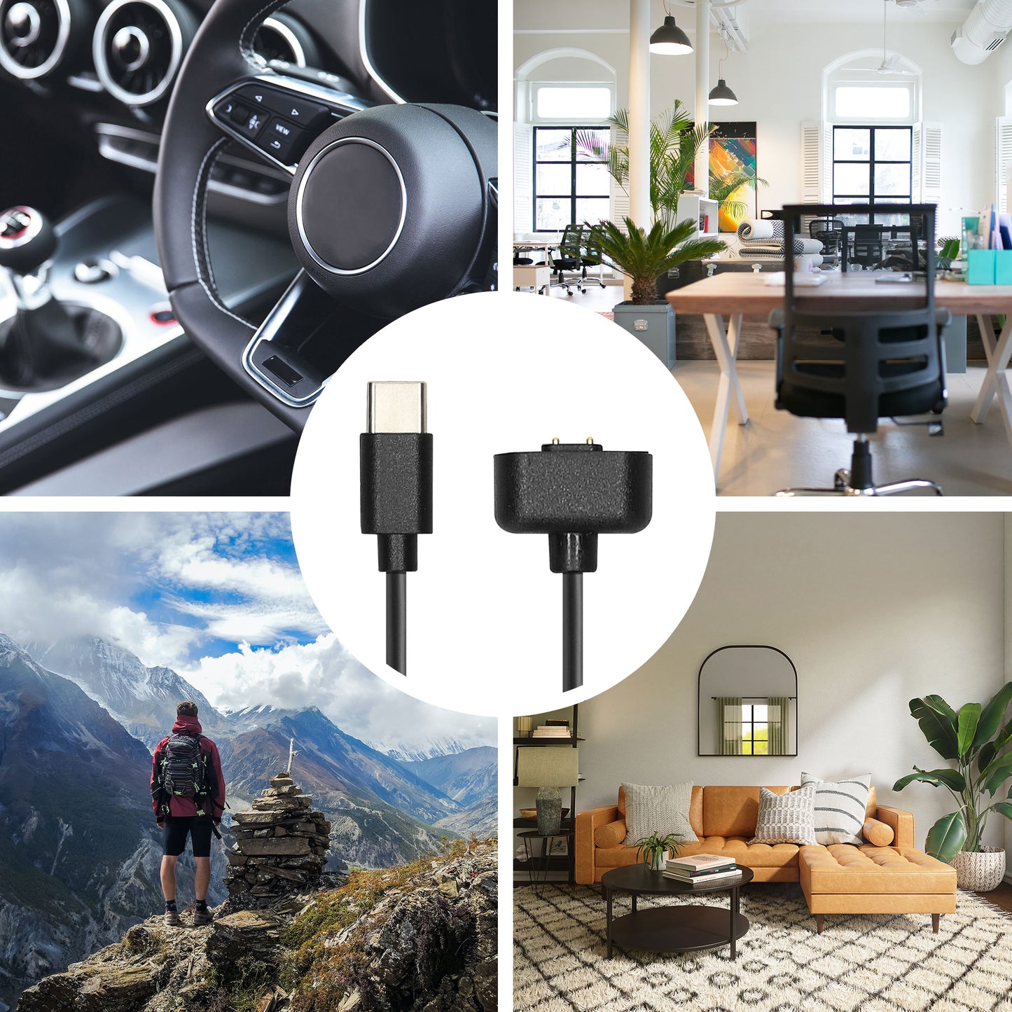 kwmobile USB C Charging Cable compatible with Amazfit Band 7 Cable Charger Smart Watch Type C Replacement Cable Fitness Tracker Charging Cable