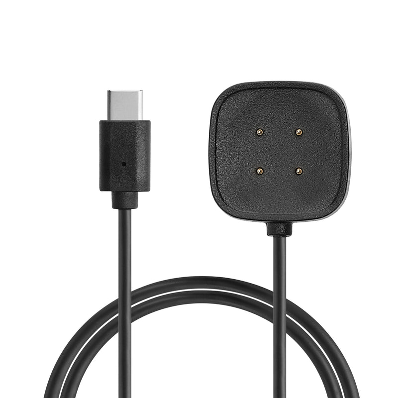 kwmobile USB C Ladekabel kompatibel mit Fitbit Versa 4 / Sense 2 / Versa 3 / Sense - Kabel Charger - Smart Watch Typ C Ersatzkabel - Fitnesstracker Aufladekabel Schwarz  
