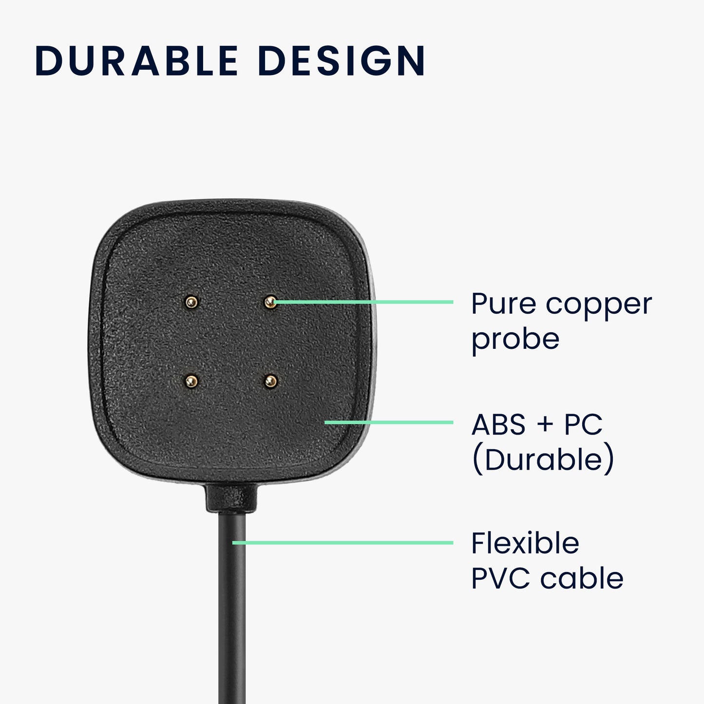 kwmobile USB C Charging Cable compatible with Fitbit Versa 4 / Sense 2 / Versa 3 / Sense - Cable Charger - Smartwatch Replacement Cable - Fitness Tracker Charging Cable