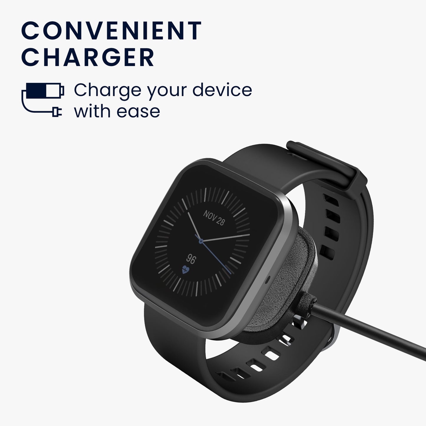 kwmobile USB C Charging Cable compatible with Fitbit Versa 4 / Sense 2 / Versa 3 / Sense - Cable Charger - Smartwatch Replacement Cable - Fitness Tracker Charging Cable