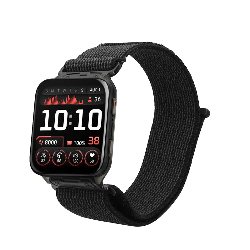 kwmobile Armband kompatibel mit Garmin Venu X1 - Nylon Fitnesstracker Sportarmband Band in Schwarz - Innenmaße von 14 - 22 cm Schwarz  