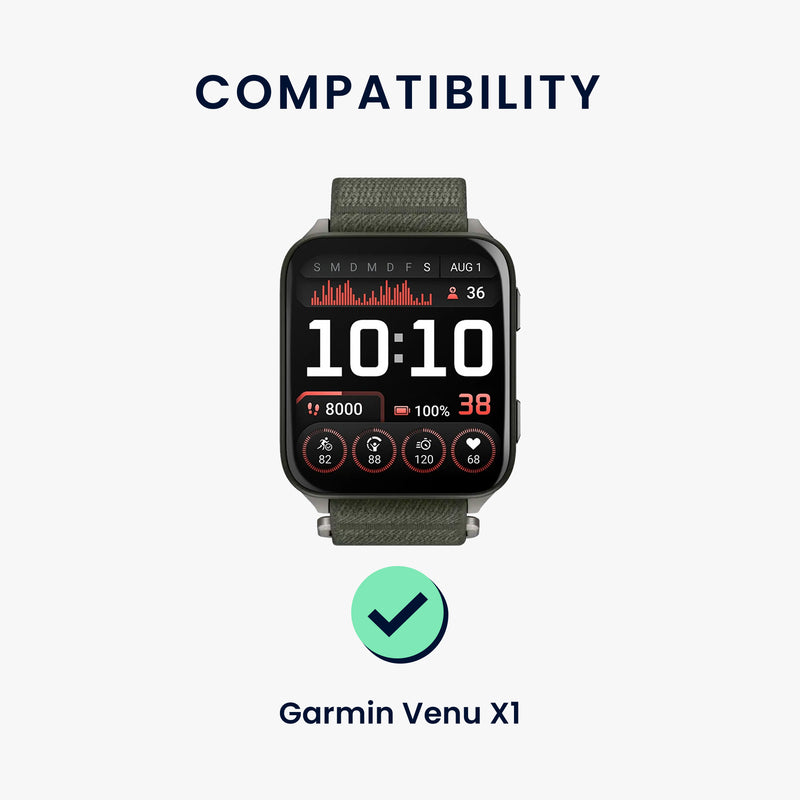 kwmobile Strap compatible with Garmin Venu X1 Fitness Tracker Sports Watch Strap Inner Dimensions from 14 - 22 cm