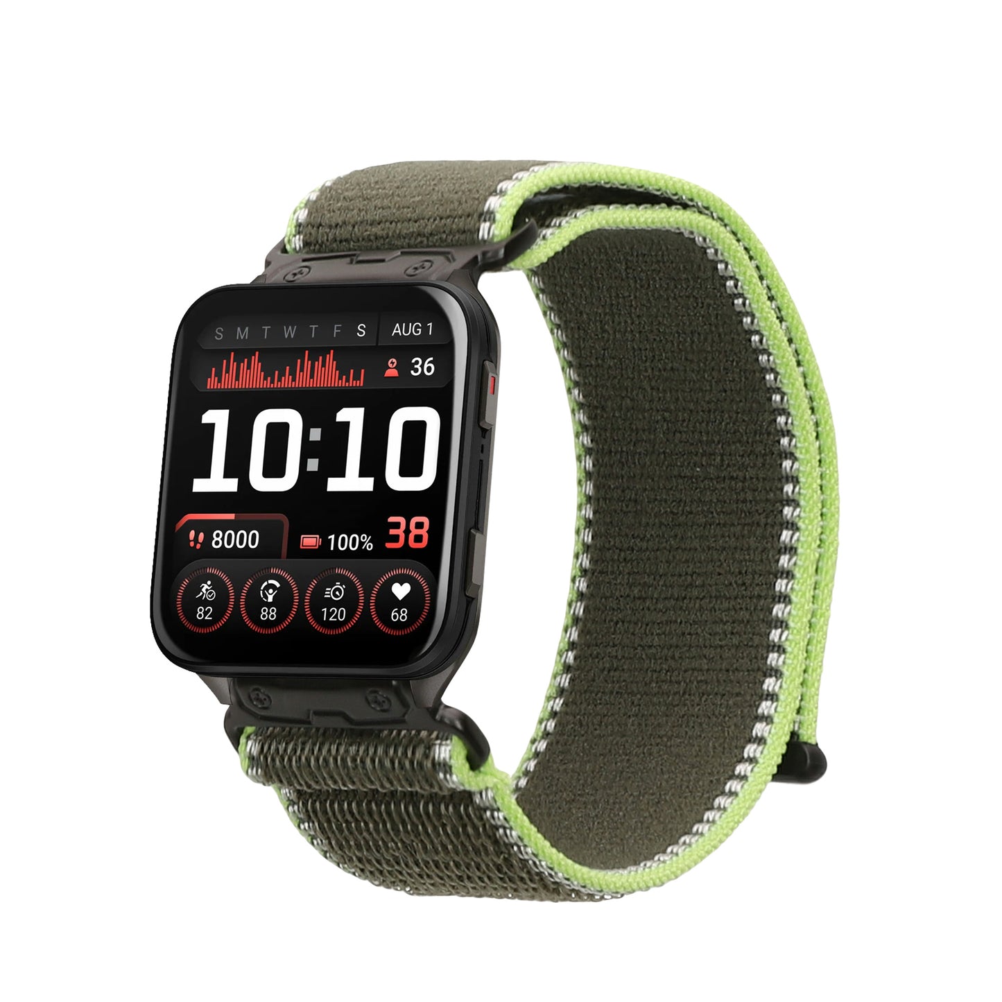 kwmobile Armband kompatibel mit Garmin Venu X1 - Nylon Fitnesstracker Sportarmband Band in Grün - Innenmaße von 14 - 22 cm Grün  