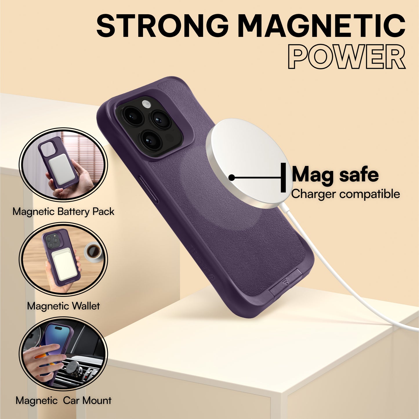 Oakshield Phone Case with Stand Compatible with iPhone 15 Pro Case - With Stand - Case for iPhone 15 Pro - MagSafe Compatible - Case