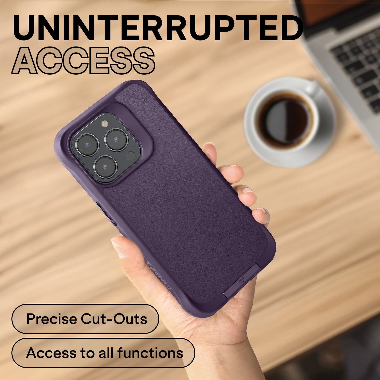 Oakshield Phone Case with Stand Compatible with iPhone 15 Pro Case - With Stand - Case for iPhone 15 Pro - MagSafe Compatible - Case